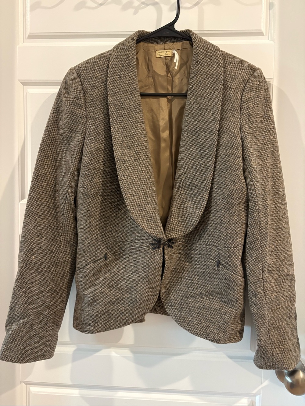 Max Studio Brown Tweed Shawl Collar Blazer vintage